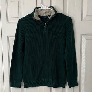 Boy’s Dark Green Zip-Up Sweater